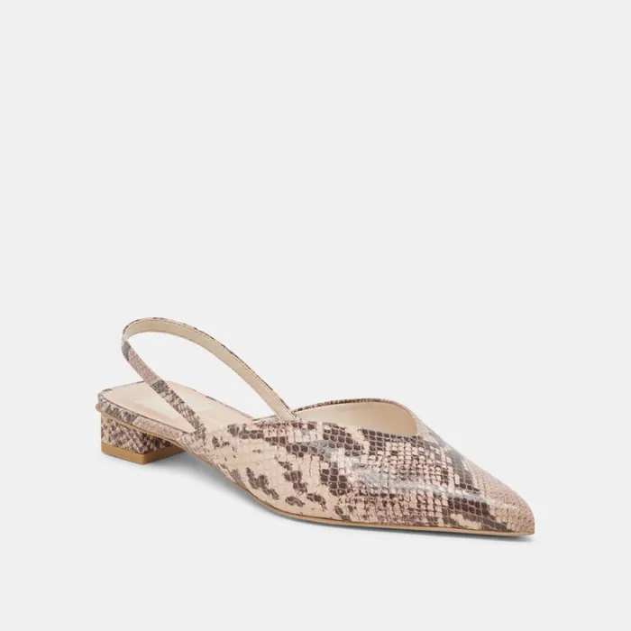Mules and Clogs Women Dolce Vita Byanca Flats Sand Embossed Leather
