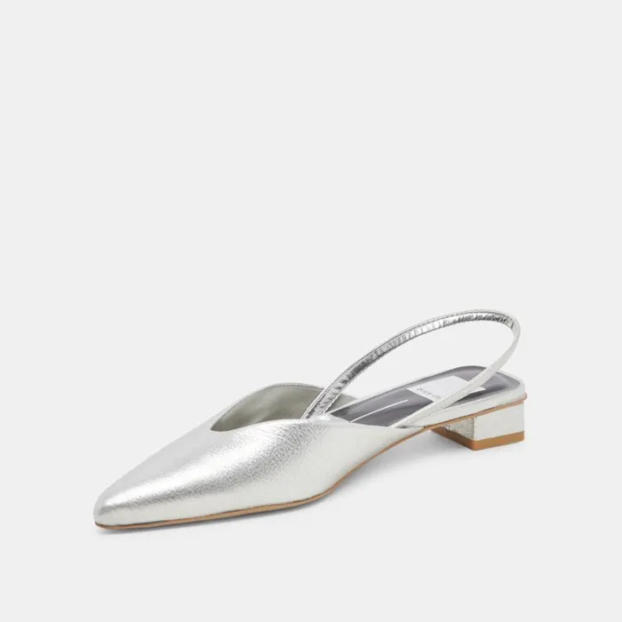 Mules and Clogs Women Dolce Vita Byanca Flats Silver Distressed Leather