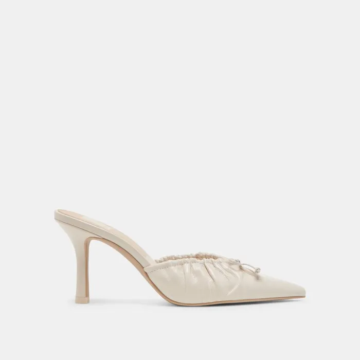Mules and Clogs Women Dolce Vita Kairi Heels Ivory Crinkle Patent