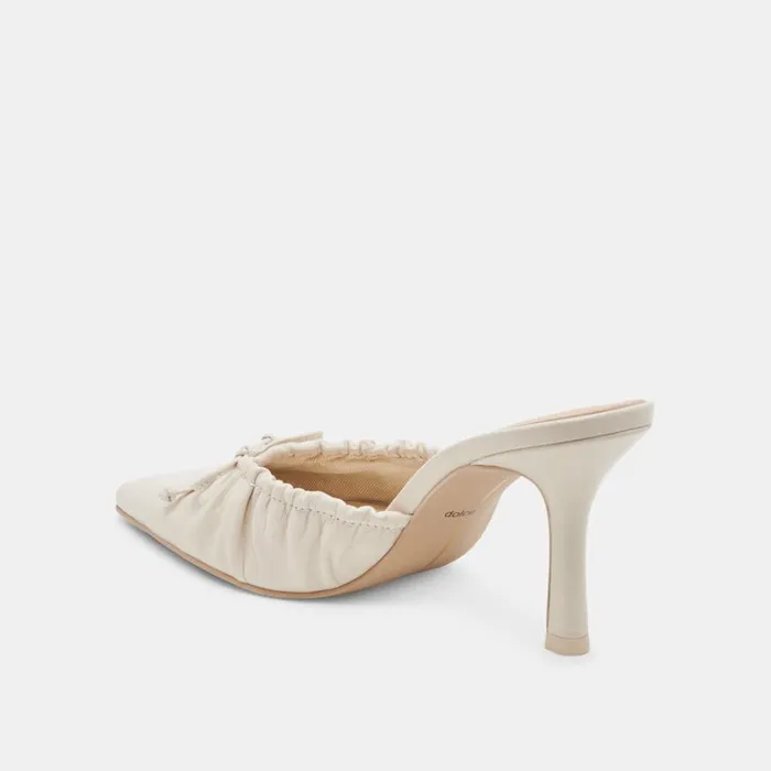 Mules and Clogs Women Dolce Vita Kairi Heels Ivory Crinkle Patent