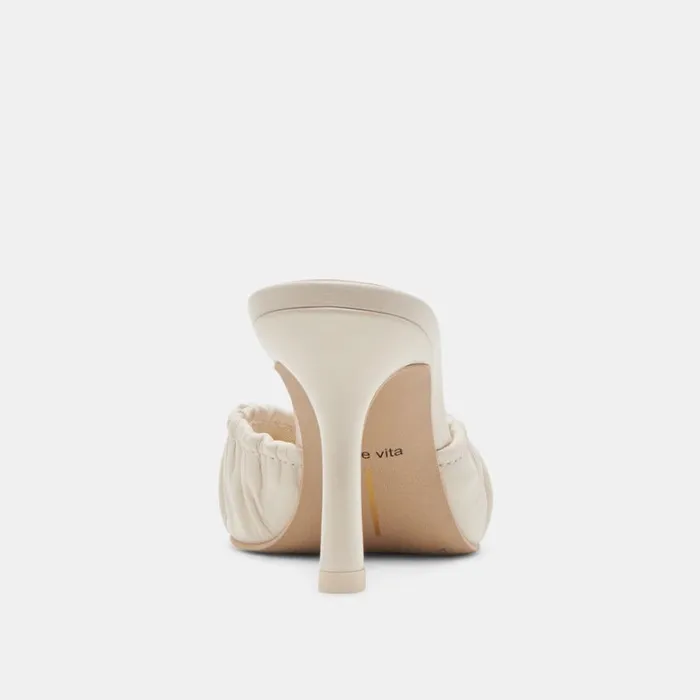 Mules and Clogs Women Dolce Vita Kairi Heels Ivory Crinkle Patent
