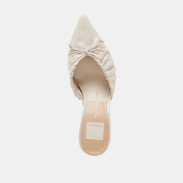 Mules and Clogs Women Dolce Vita Kairi Heels Ivory Crinkle Patent