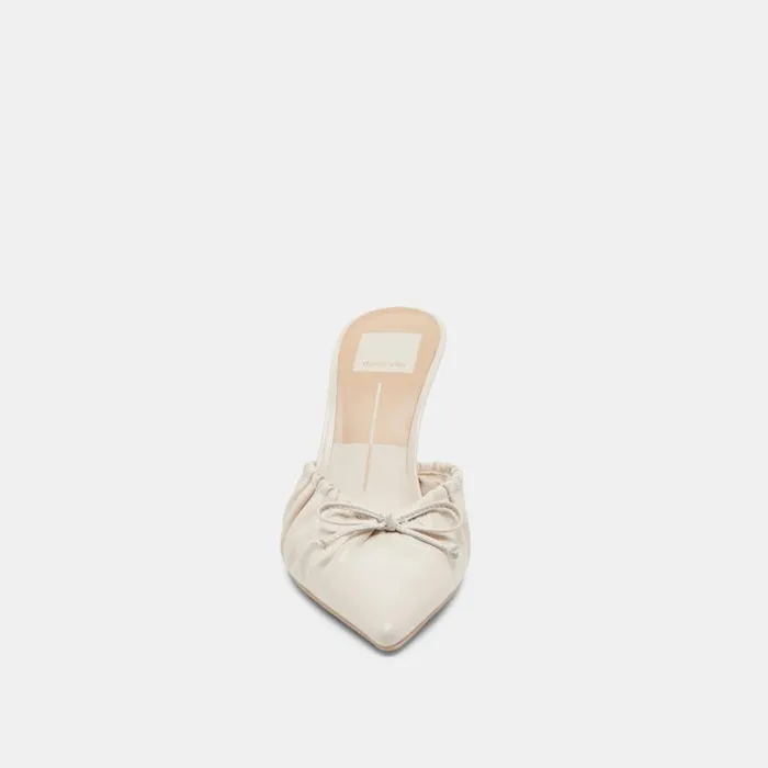 Mules and Clogs Women Dolce Vita Kairi Heels Ivory Crinkle Patent