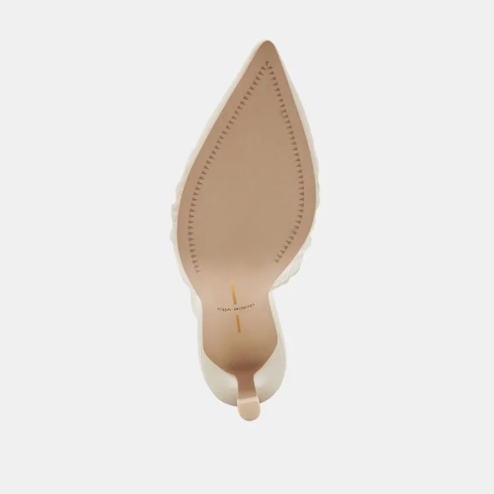 Mules and Clogs Women Dolce Vita Kairi Heels Ivory Crinkle Patent