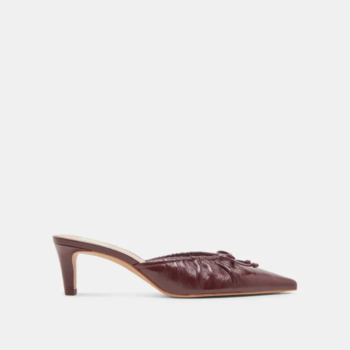Mules and Clogs Women Dolce Vita Kairi Mid Heels Cranberry Crinkle Patent