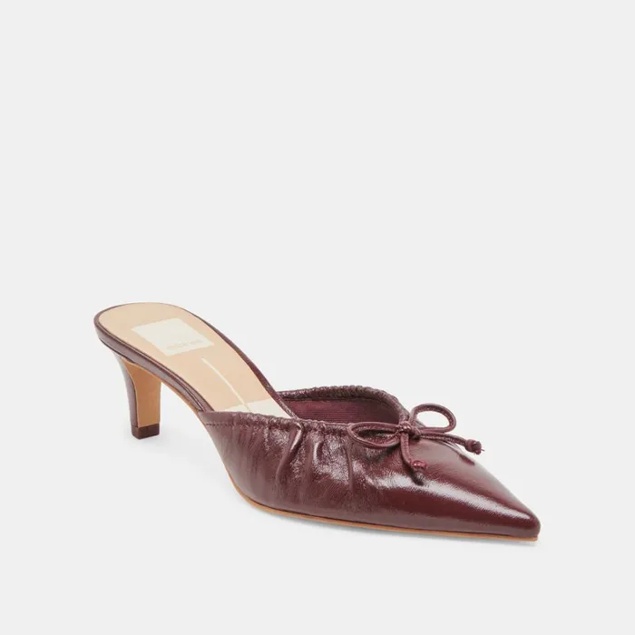 Mules and Clogs Women Dolce Vita Kairi Mid Heels Cranberry Crinkle Patent