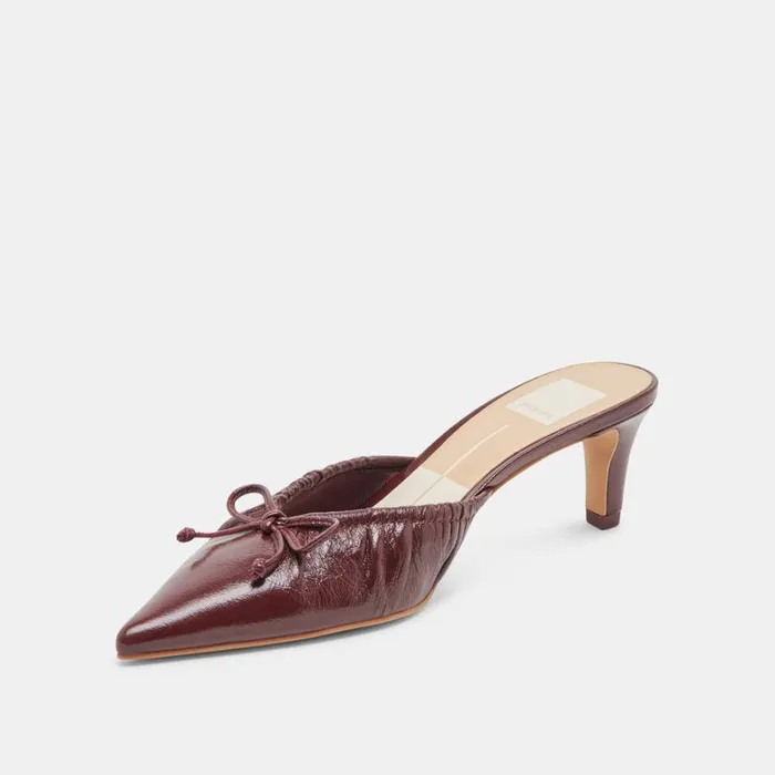 Mules and Clogs Women Dolce Vita Kairi Mid Heels Cranberry Crinkle Patent