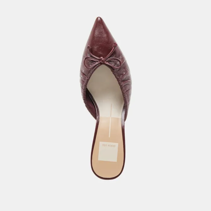 Mules and Clogs Women Dolce Vita Kairi Mid Heels Cranberry Crinkle Patent