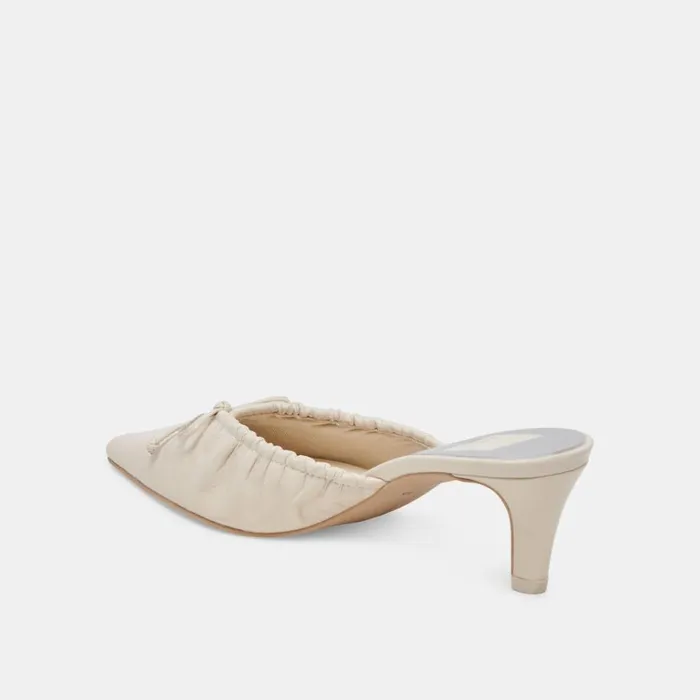 Mules and Clogs Women Dolce Vita Kairi Mid Heels Ivory Crinkle Patent