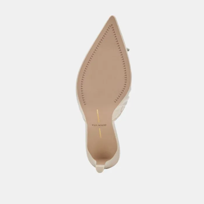 Mules and Clogs Women Dolce Vita Kairi Mid Heels Ivory Crinkle Patent
