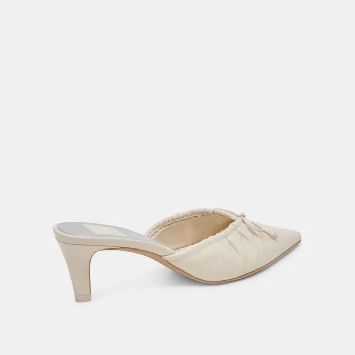 Mules and Clogs Women Dolce Vita Kairi Mid Heels Ivory Crinkle Patent