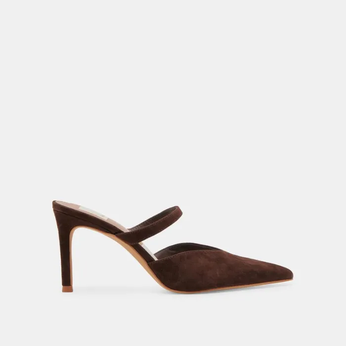 Mules and Clogs Women Dolce Vita Kanika Heels Dk Brown Suede
