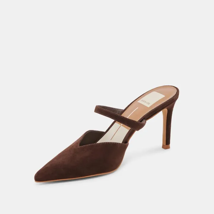 Mules and Clogs Women Dolce Vita Kanika Heels Dk Brown Suede