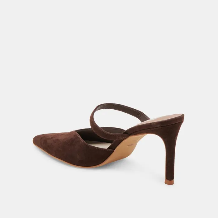 Mules and Clogs Women Dolce Vita Kanika Heels Dk Brown Suede