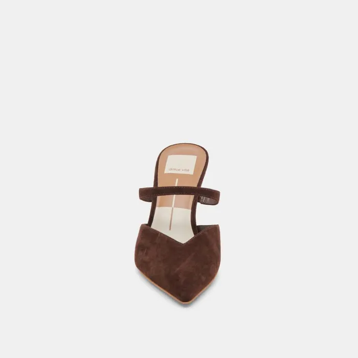 Mules and Clogs Women Dolce Vita Kanika Heels Dk Brown Suede