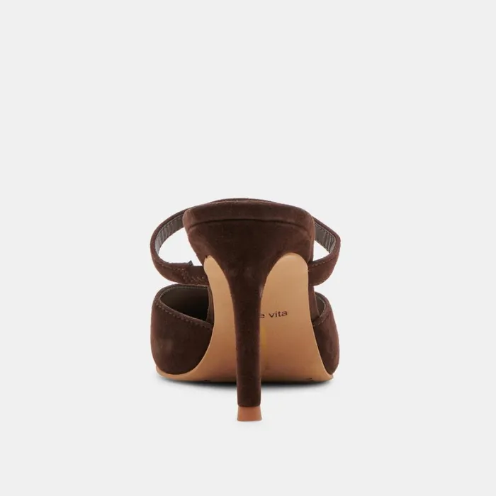 Mules and Clogs Women Dolce Vita Kanika Heels Dk Brown Suede