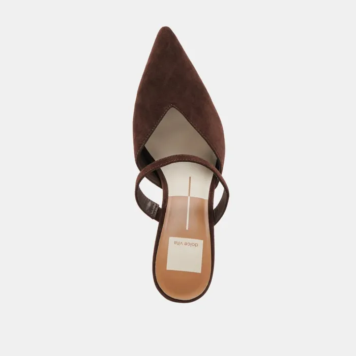 Mules and Clogs Women Dolce Vita Kanika Heels Dk Brown Suede