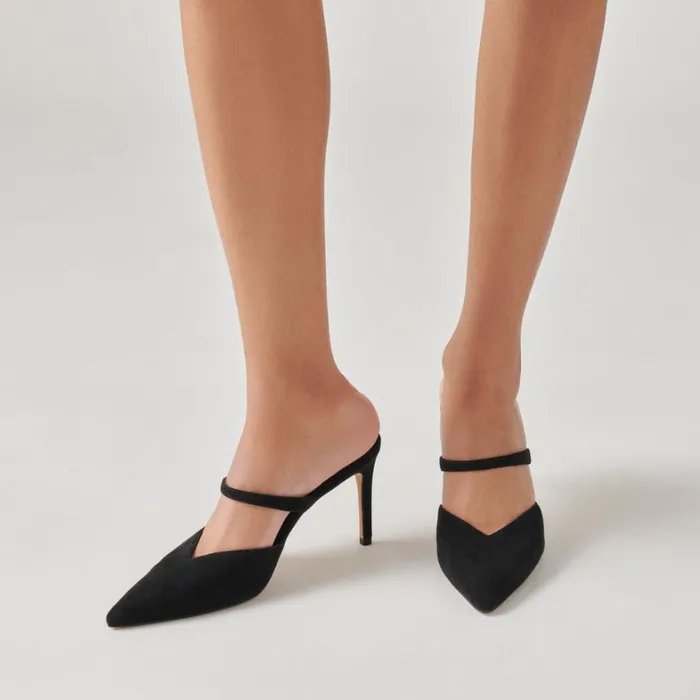 Mules and Clogs Women Dolce Vita Kanika Heels Onyx Suede