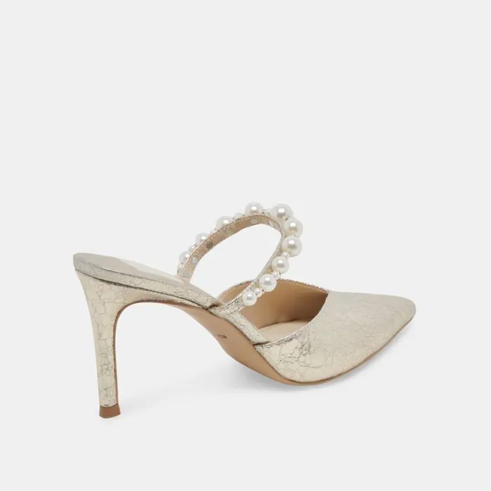 Mules and Clogs Women Dolce Vita Kanika Heels Vintage Gold Pearls