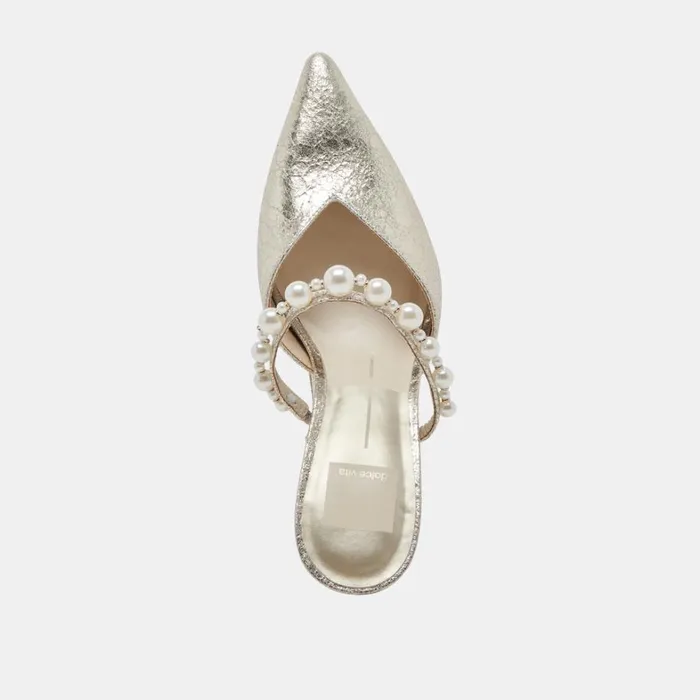 Mules and Clogs Women Dolce Vita Kanika Heels Vintage Gold Pearls