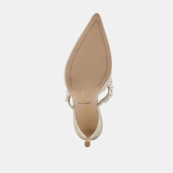 Mules and Clogs Women Dolce Vita Kanika Heels Vintage Gold Pearls