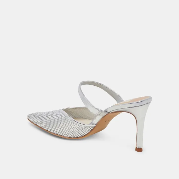 Mules and Clogs Women Dolce Vita Kanika Mesh Heels Silver Metallic Mesh