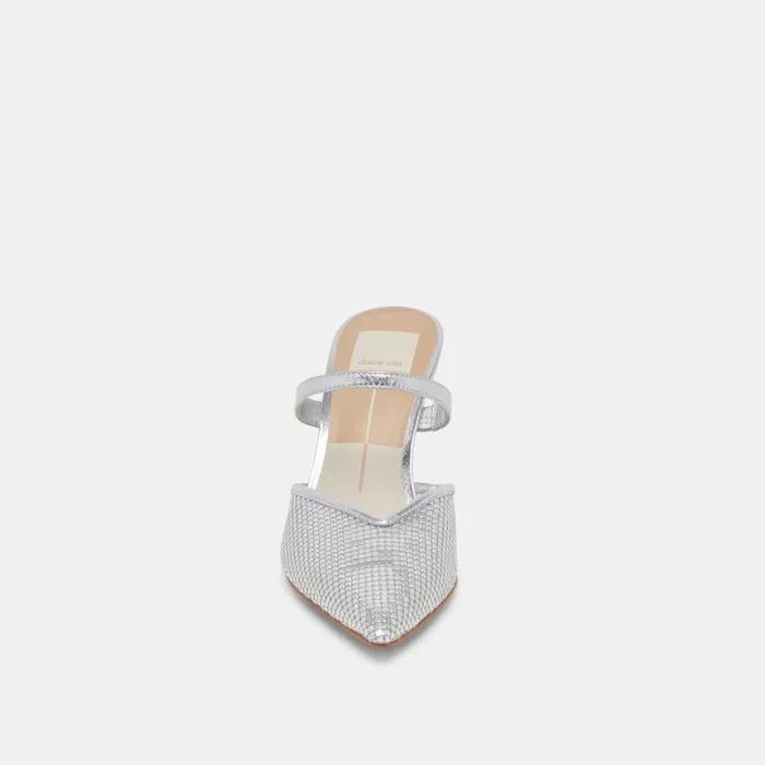 Mules and Clogs Women Dolce Vita Kanika Mesh Heels Silver Metallic Mesh
