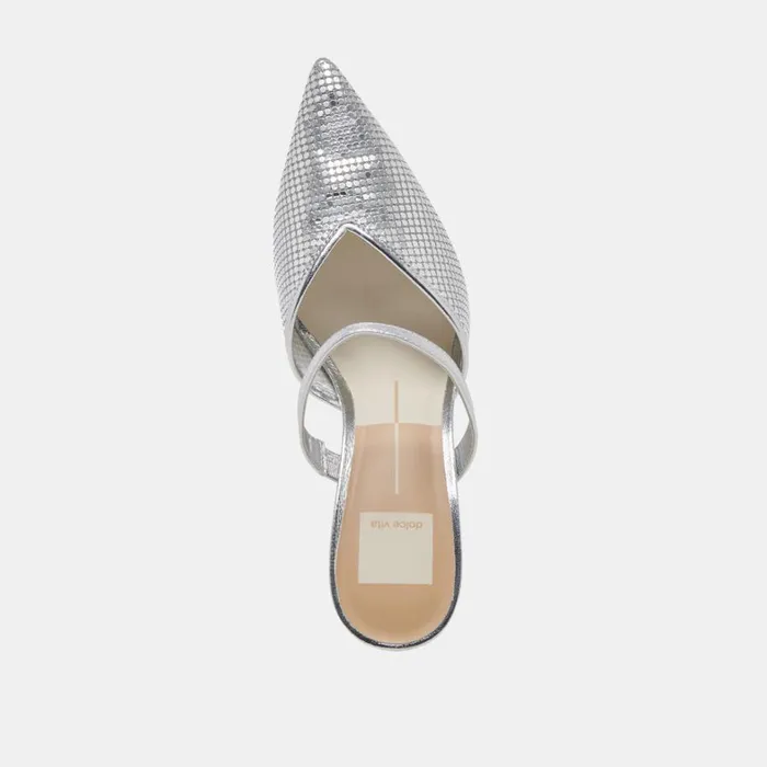 Mules and Clogs Women Dolce Vita Kanika Mesh Heels Silver Metallic Mesh