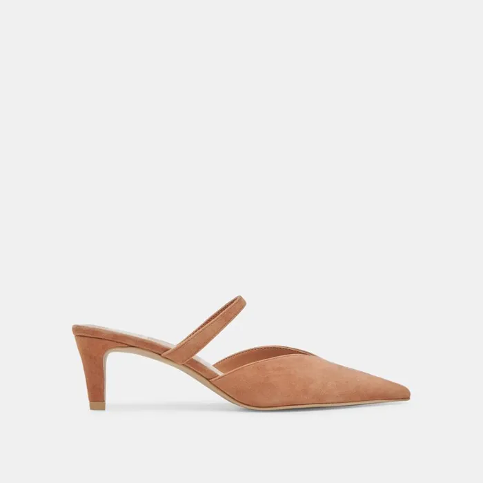 Mules and Clogs Women Dolce Vita Kanika Mid Heels Brown Suede