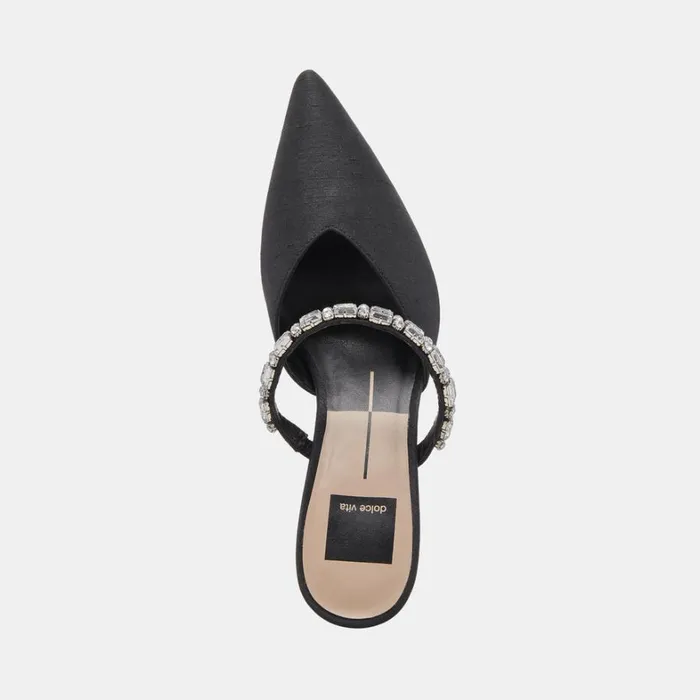 Mules and Clogs Women Dolce Vita Kanika Rhinestone Heels Black Rhinestone