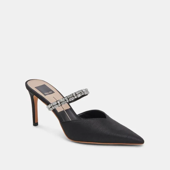 Mules and Clogs Women Dolce Vita Kanika Rhinestone Heels Black Rhinestone