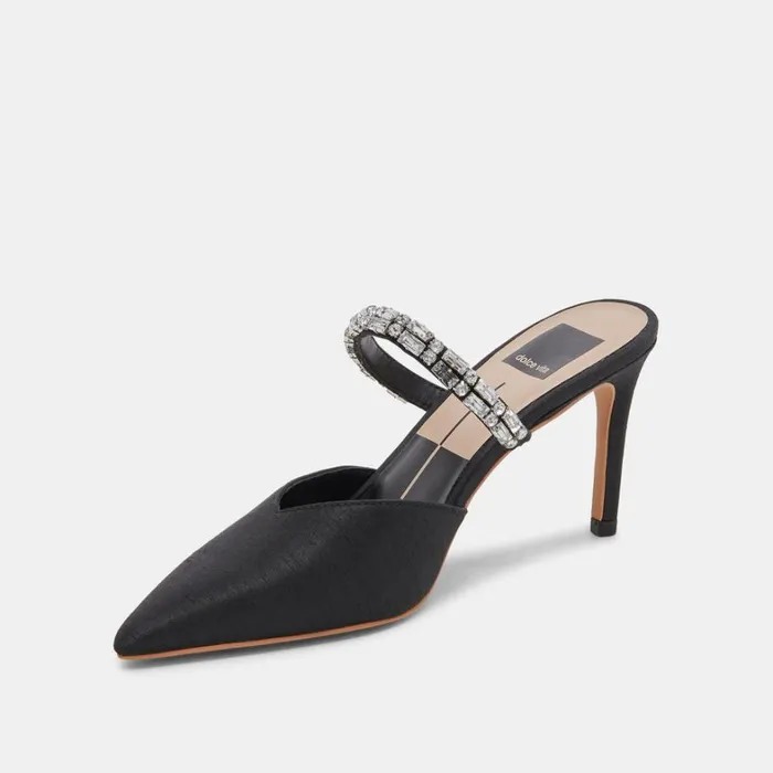 Mules and Clogs Women Dolce Vita Kanika Rhinestone Heels Black Rhinestone