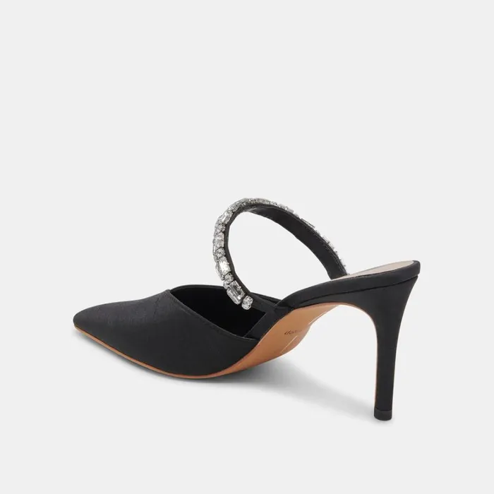 Mules and Clogs Women Dolce Vita Kanika Rhinestone Heels Black Rhinestone
