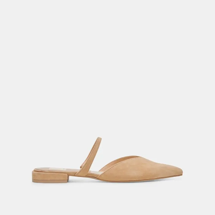 Mules and Clogs Women Dolce Vita Kanika Wide Flats Tan Suede