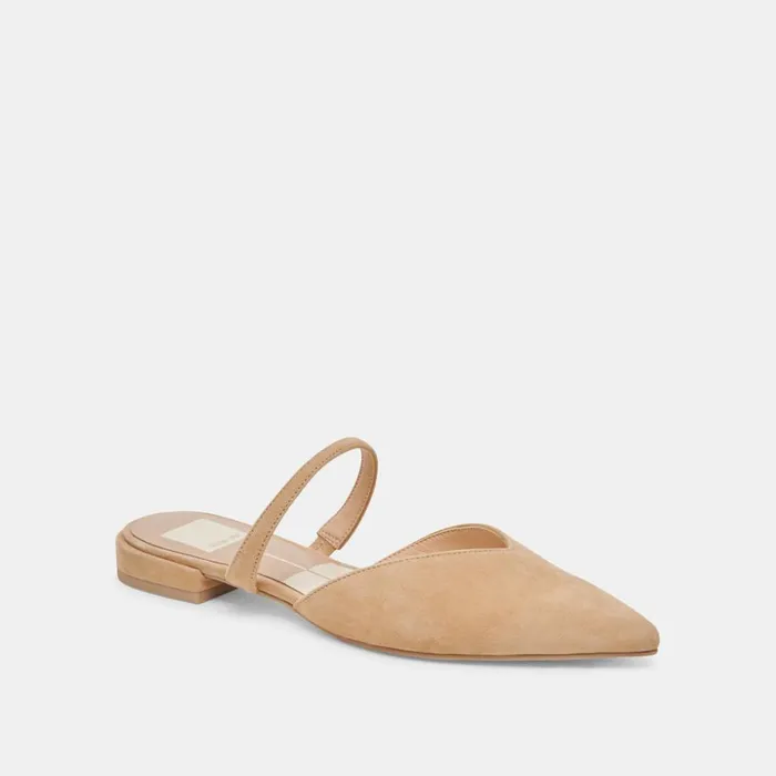 Mules and Clogs Women Dolce Vita Kanika Wide Flats Tan Suede