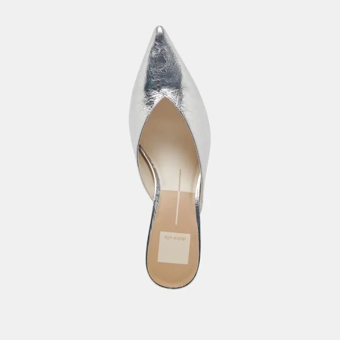 Mules and Clogs Women Dolce Vita Sarina Heels Silver Distressed Leather