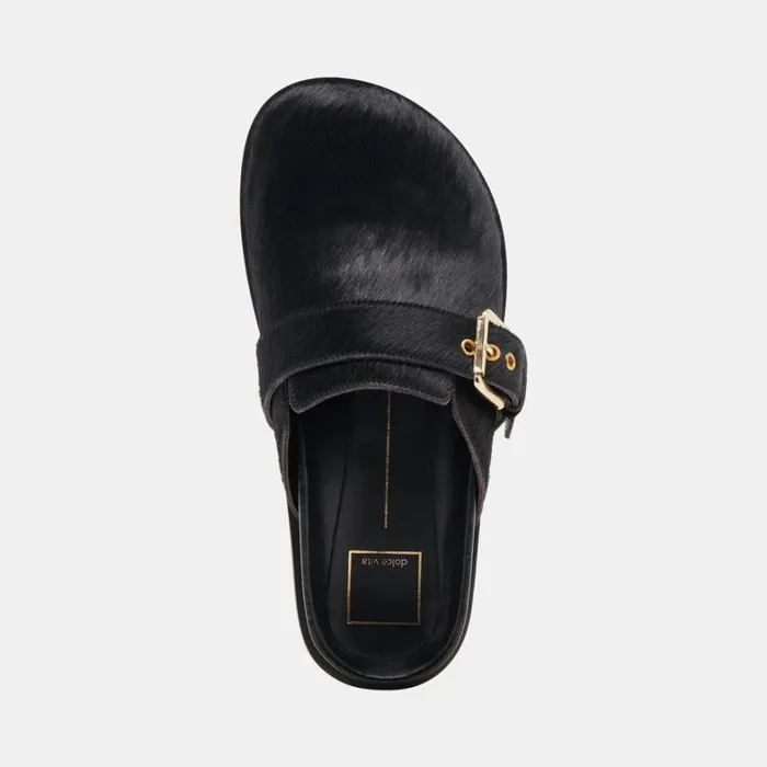 Mules and Clogs Women Dolce Vita Sunday Flats Onyx Calf Hair