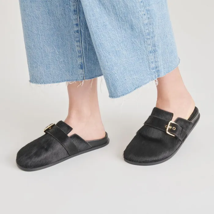 Mules and Clogs Women Dolce Vita Sunday Flats Onyx Calf Hair