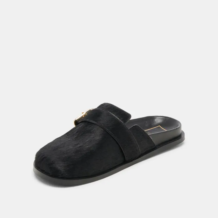 Mules and Clogs Women Dolce Vita Sunday Flats Onyx Calf Hair