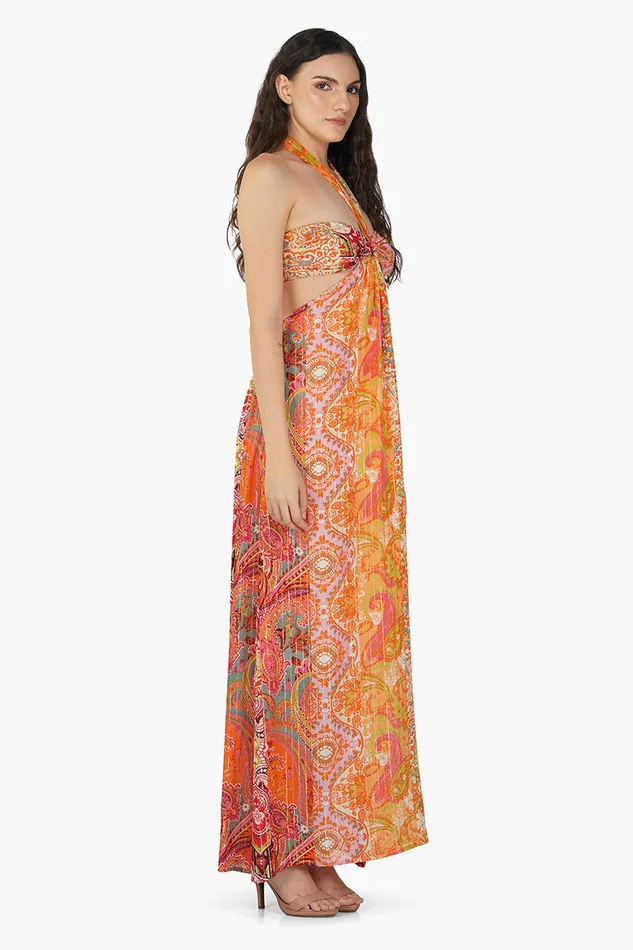 Multi Palm Paisley Maxi Dress Multi Palm Paisley Maxi Dress