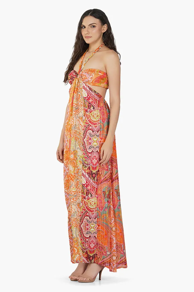Multi Palm Paisley Maxi Dress Multi Palm Paisley Maxi Dress
