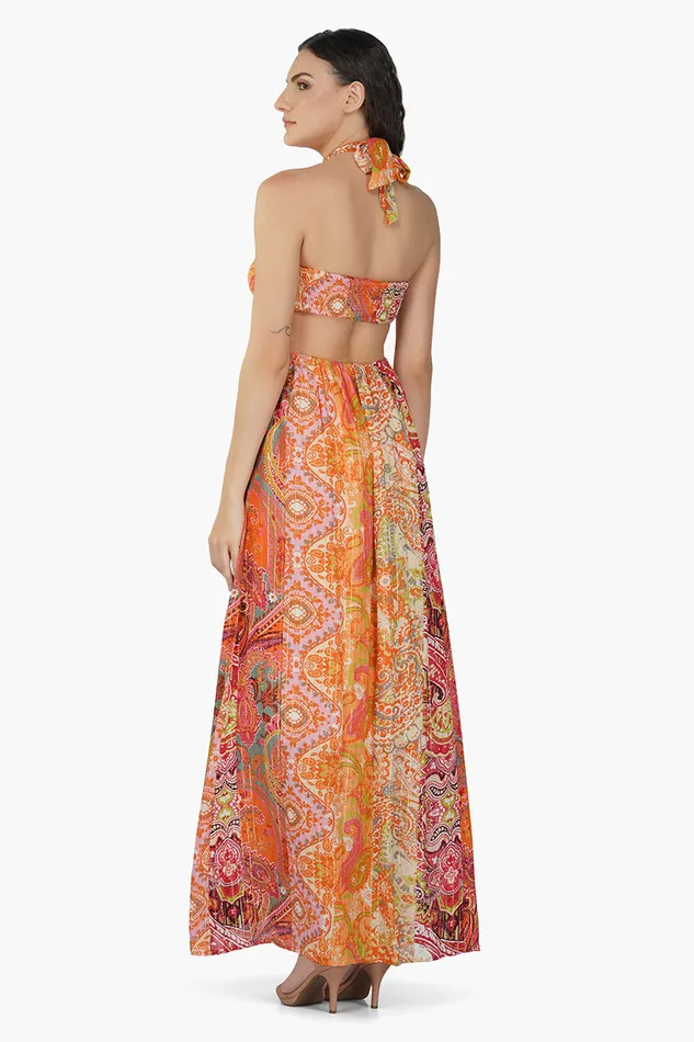 Multi Palm Paisley Maxi Dress Multi Palm Paisley Maxi Dress