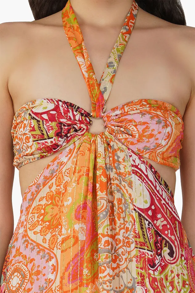 Multi Palm Paisley Maxi Dress Multi Palm Paisley Maxi Dress