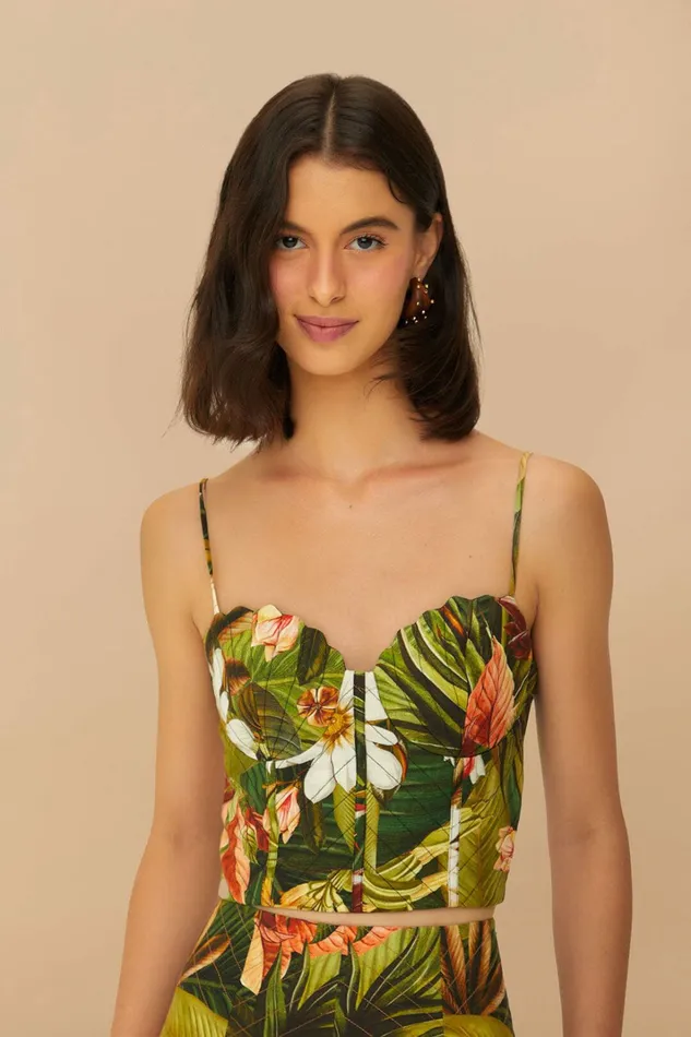 Multicolor Botanical Forest Lenzing Ecovero Euroflax Croptop Women FARM Rio Crop Tops