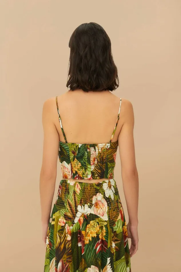 Multicolor Botanical Forest Lenzing Ecovero Euroflax Croptop Women FARM Rio Crop Tops