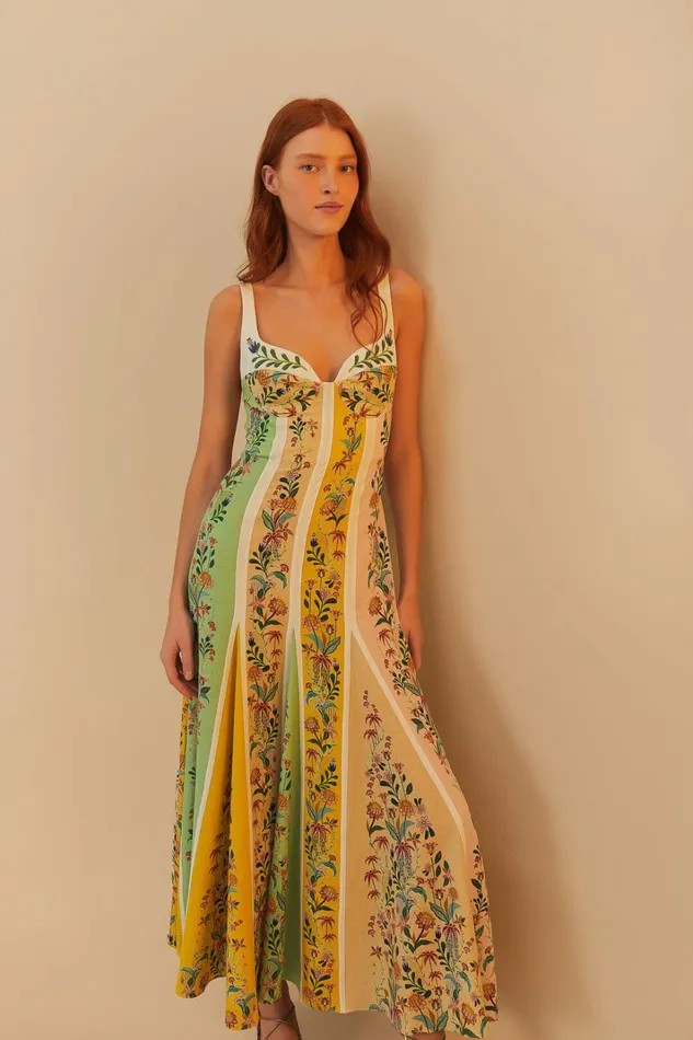 Multicolor Delicate Floral Stripes Lenzing Ecovero Euroflax Maxi Dress Women FARM Rio Maxi Dresses Multicolor Delicate Floral Stripes Lenzing Ecovero Euroflax Maxi Dress Women FARM Rio Maxi Dresses