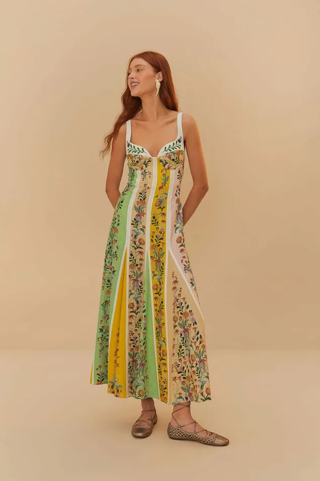 Multicolor Delicate Floral Stripes Lenzing Ecovero Euroflax Maxi Dress Women FARM Rio Maxi Dresses Multicolor Delicate Floral Stripes Lenzing Ecovero Euroflax Maxi Dress Women FARM Rio Maxi Dresses