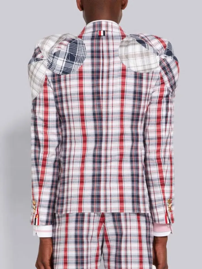 Multicolor Funmix Stripe Plaid Stacked Shoulder Pad Jacket Rwbwht Men Thom Browne Jackets and Suiting