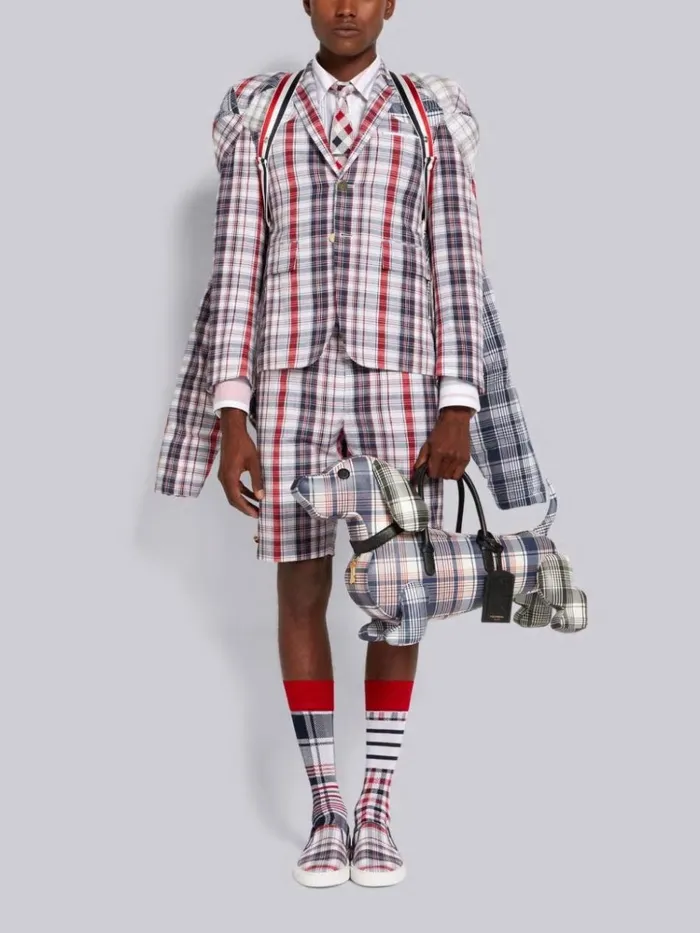 Multicolor Funmix Stripe Plaid Stacked Shoulder Pad Jacket Rwbwht Men Thom Browne Jackets and Suiting