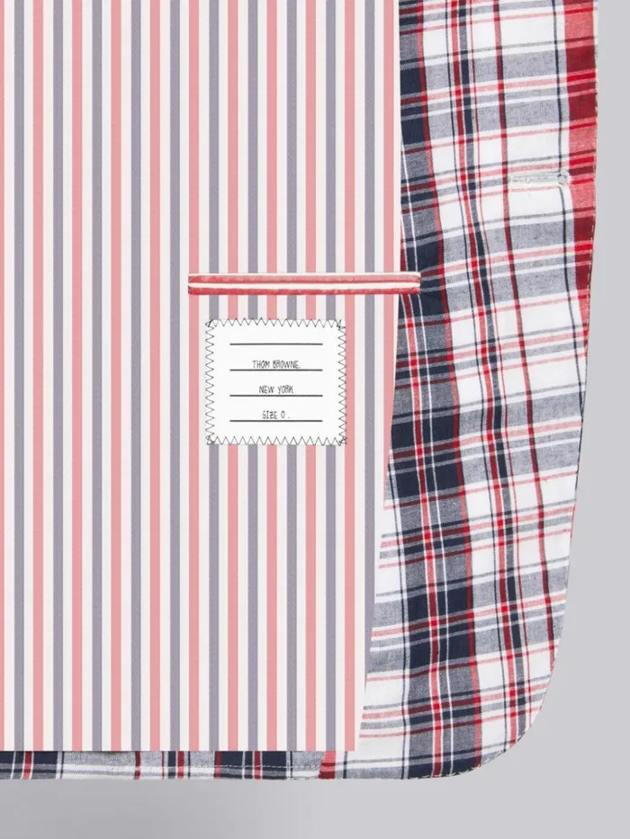 Multicolor Funmix Stripe Plaid Stacked Shoulder Pad Jacket Rwbwht Men Thom Browne Jackets and Suiting